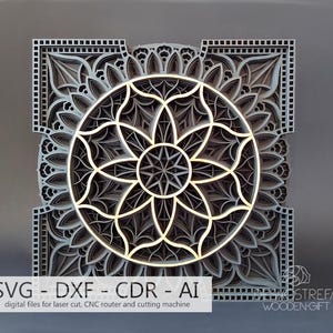 Multilayer Mandala Laser Cut File: Geometric Wall Art (SVG, DXF)