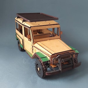 Digitale Datei, 3D-Puzzle, Holz 3 mm, 3D-Modell - Lotus Land Cruiser FJ40, 3D-Puzzle, Laserschnittvorlage, CDR, DXF, SVF