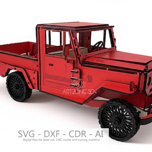 Drewniana układanka 3D Toyota Land Cruiser: model samochodu wycinany laserowo (plik cyfrowy)