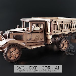 Rompecabezas de camión cortado con láser: Modelo de madera 3D (Archivo digital)
