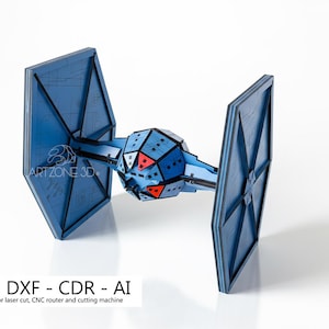 Modelo 3D del caza TIE de Star Wars: rompecabezas cortado con láser (archivo digital)