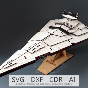 File digitale, Star Wars, fai da te, modello 3D in legno - Star Destroyer, puzzle 3D, modello tagliato al laser, CDR, DXF, SVF, decorazione, regalo