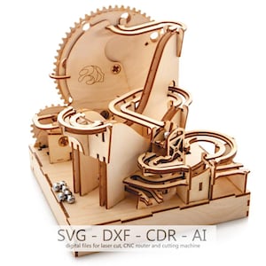 Digitale bestanden - houten 3 mm-model - knikkerbaan Dragon Coaster, lasergesneden sjabloon CDR DXF-decoratie houten constructie, digitaal bestand