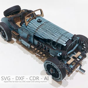 Classic Race Car- 3D Puzzle: Laser Cut Template (Digital File)