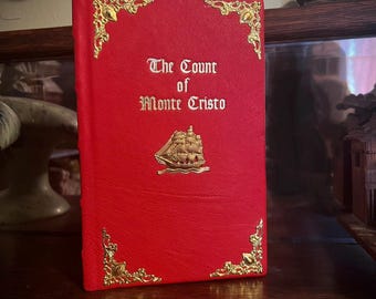 The Count of Monte Cristo Bound in Red Lambskin Leather with Decorative Fore-edge