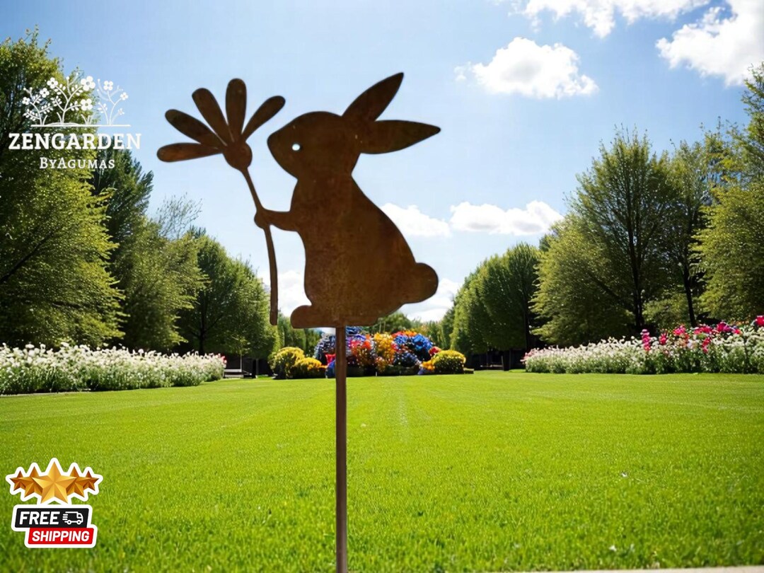 Whimsical Bunny Garden Stakes | Creative Yard Decor Set | Cute Animal ...