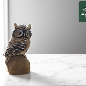 Handcrafted Wooden Owl Decor | Rustic Animal Sculpture Art | Outdoor Garden Ornament | Natural Home Accent Figurine | Nature Lover Gift Idea