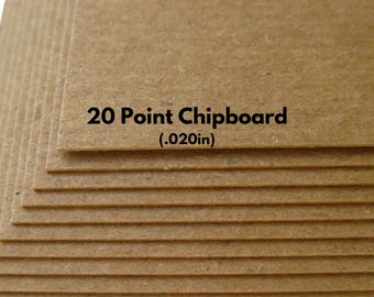 Lightweight 20 Point (.020in) Chipboard Paper Sheets - Brown Kraft Paperboard for DIY Crafts, Scrapbooks, Shipping Protection & More