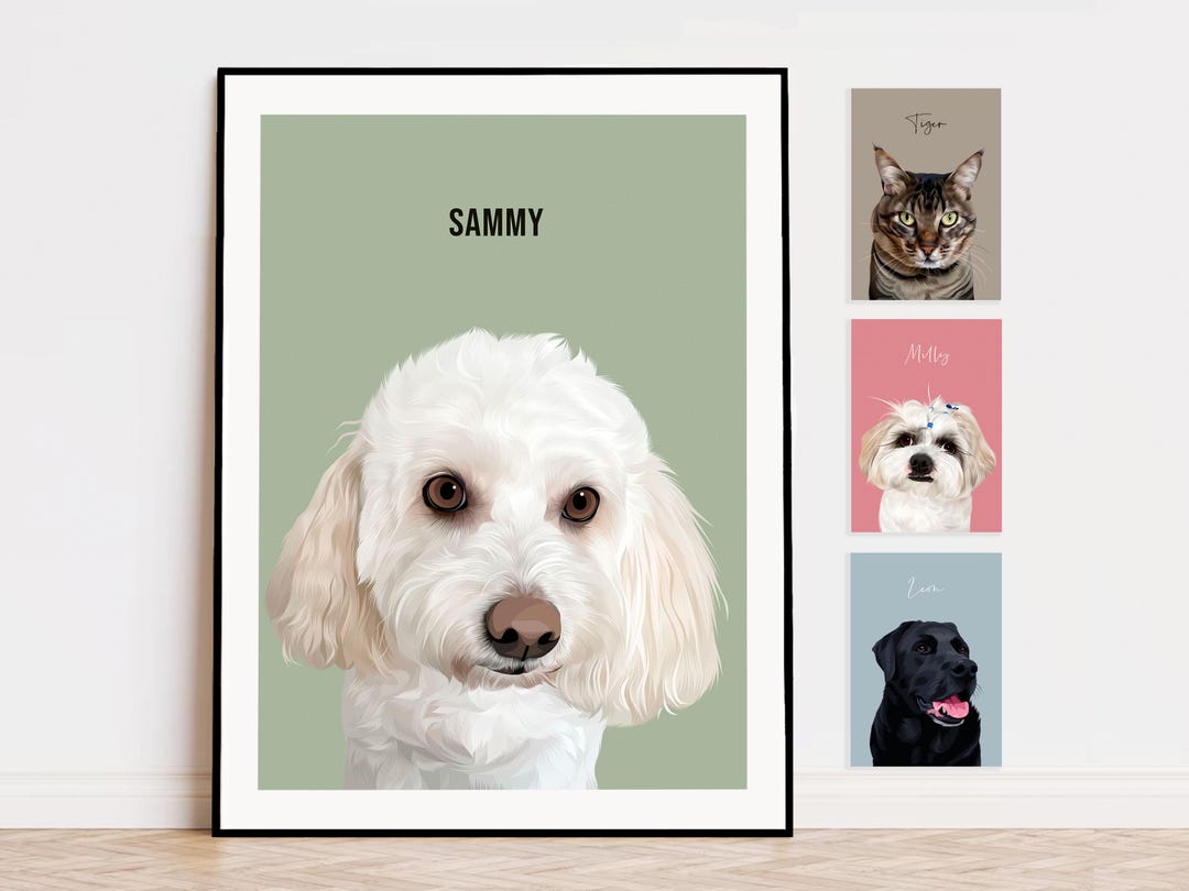 Custom Pet Portraits Using Pet Photo Personalized Digital Dog Portraits ...