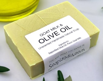 Pure 3-Ingredient Goat Milk Soap Ultra-Gentle Unscented Castile Bar for Sensitive Skin