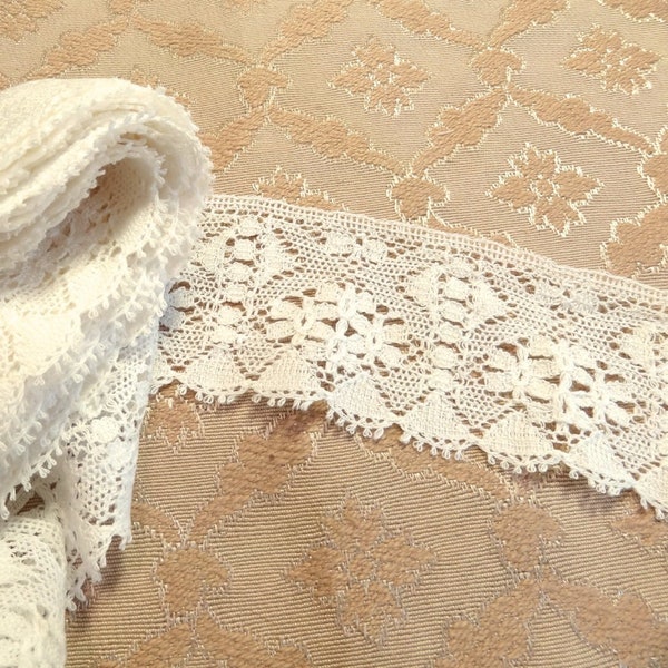 Antique lace edging, 2" wide, yardage available, light ivory lace,