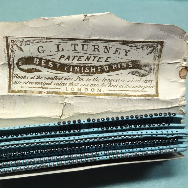 Antique folder with sewing pins, ca 1860 England Great collectable!