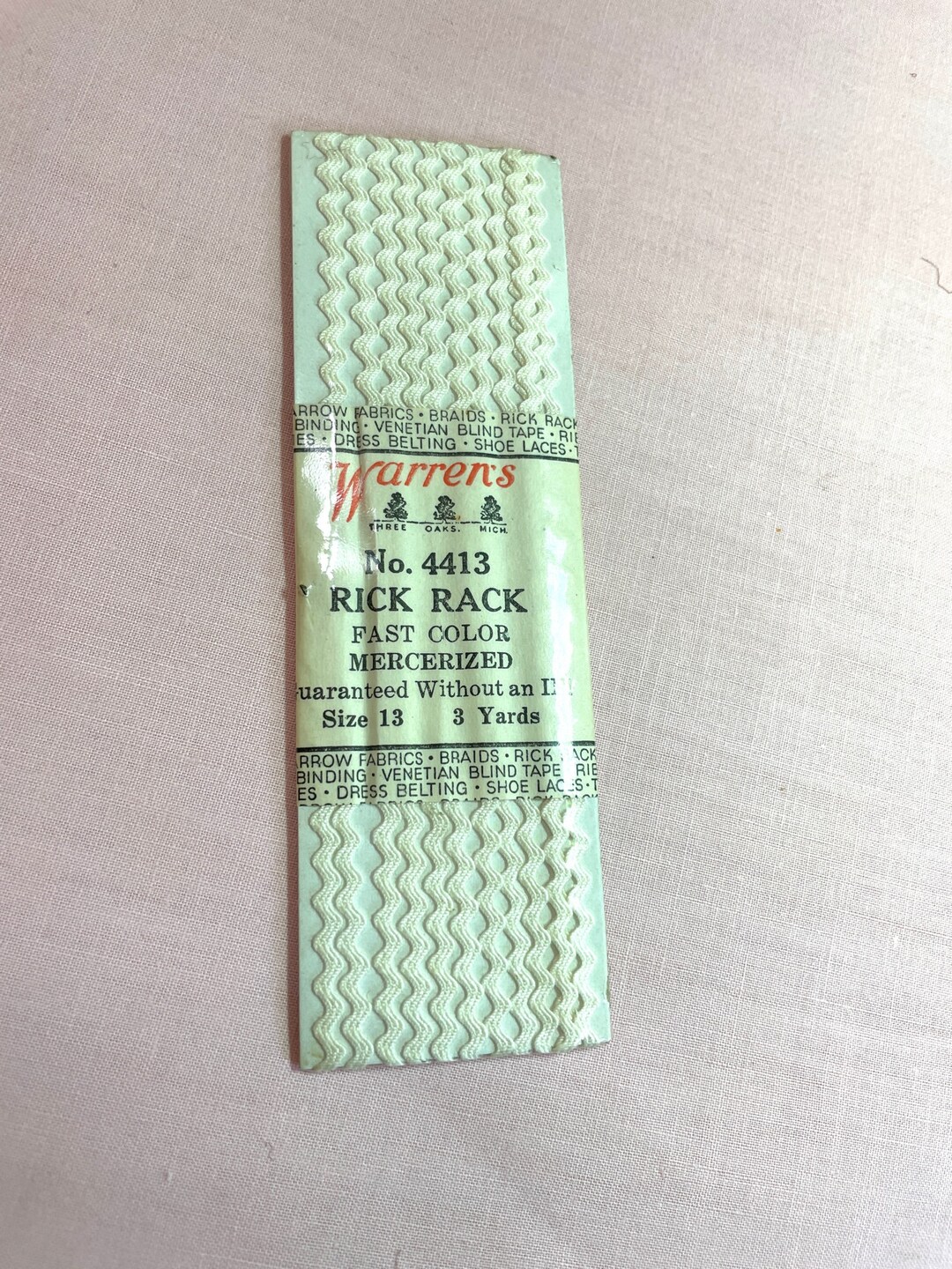 Vintage Rick Rack Cotton Lace Braid Trim, 1/8