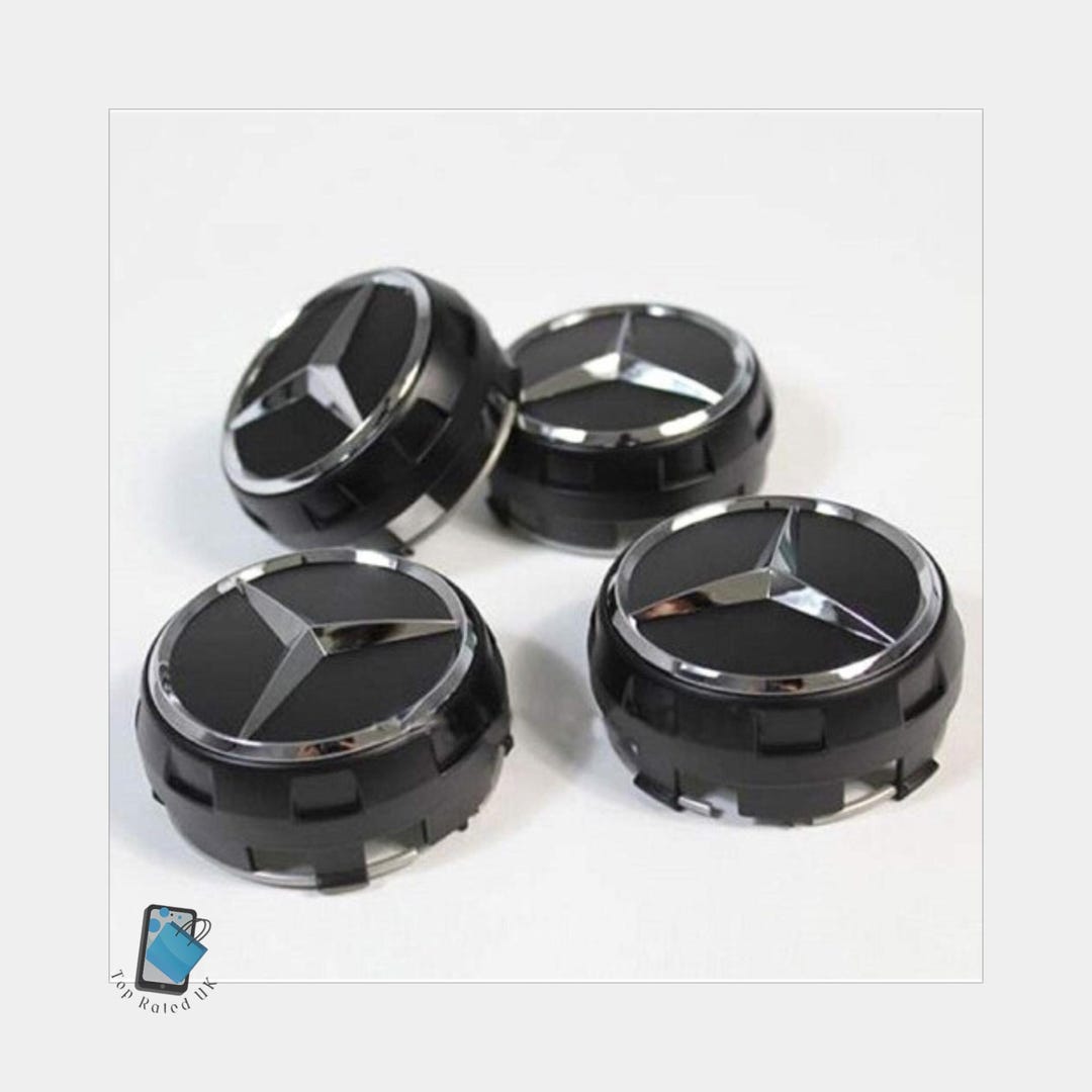 Set of Black OEM MERCEDES Amg Alloy Wheel Hub Center Caps 75MM A B C E ...