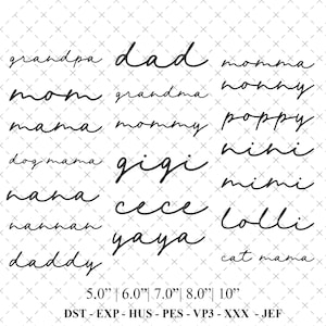 20 Text Script Mama Embroidery Design | Design Mom Embroidery Design | Instant Download for mama | Mother&#39;s Day File for Embroidery