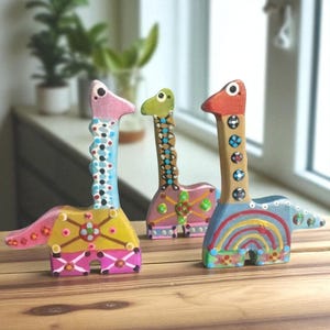 Wooden Dinosaur Toys for Kids, Montessori Animal Play Set, Handmade Eco-Friendly Wooden Toys, Toddler Birthday Gift, Waldorf Learning Toys
