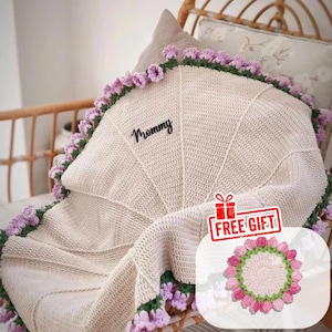 Handmade Crochet Rose Bouquet Blanket, Birthday gift Gift, Valentine’s Day Gift, Wedding Gift, Mother&#39;s Day Gift for Grandma, Gift For Mom