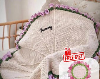 Handmade Crochet Rose Bouquet Blanket, Birthday gift Gift, Valentine’s Day Gift, Wedding Gift, Mother&#39;s Day Gift for Grandma, Gift For Mom