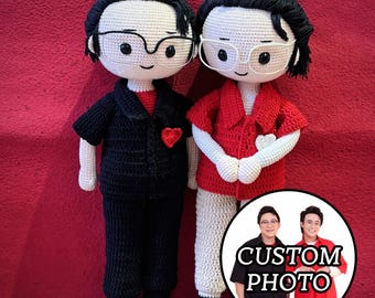 Custom Crochet Portrait Doll from Photo, Look Alike Doll, Christmas Gift For Mom Dad, Mother Father Day Gift, Darlings Doll,Anniversary Gift
