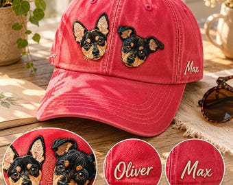 Personalized Pet Dad Hat, Embroidered Custom Dog Cat Portrait Baseball Cap, Cat Baseball Cap - Hats With Your Animal - Pet Lover Gifts