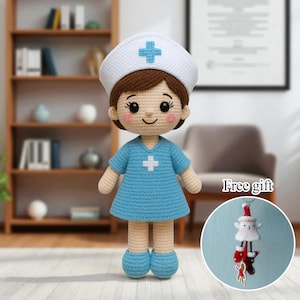Amigurumi  Nurse Crochet Dolls | Handmade Medical Dolls | Nurse Appreciation Gift | Nurse Graduation Present | Healthcare Gift Idea