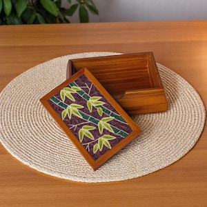 Visitekaartje van hout, kartonnen doos natuurlijk hout, kantoor aan huis, geheugendoos, visitekaartje, cadeaus voor moeder, uniek cadeau voor haar, 12 x 8 x 3 cm