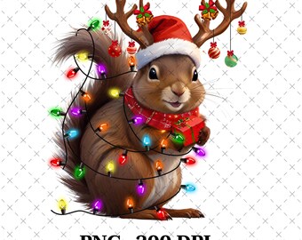 Squirrel Christmas Lights PNG | Funny Christmas PNG | Xmas Party Design | Family Christmas Shirt | Holiday Tee | Christmas Gift