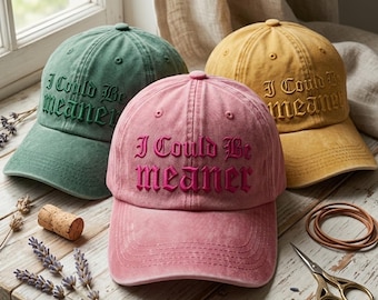 Gorra de béisbol bordada con la frase "Podría ser más mezquino", gorra de algodón sarcástica