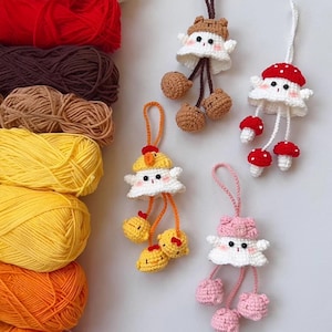 Handmade Cute Cartoon Halloween Ghost Keychain Hanger, Halloween Tree Hook, Car Mirror Hanging, Cute Car Decorations, Halloween Gift Ideas