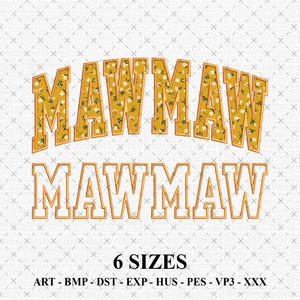 Mawmaw stoffen borduurontwerp, Moederdag gebogen omtrekbestand (directe download)