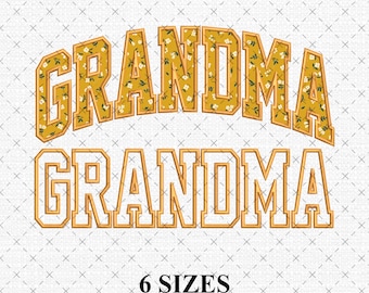 Diseño de bordado de aplique para abuela / Bordado de puntada satinada para el Día de la Madre / Descarga instantánea, 6 tamaños