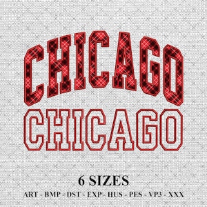Chicago stoffen borduurontwerp | Satijnsteekborduurwerk | | (digitale download) 6 formaten