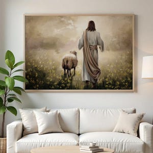 Textured Wall Art Christian Painting  Pastel Jesus on Canvas  Inspirational Spiritual Artwork for Wabi Sabi Livin | Artwork for Home Decor
