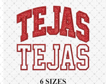 Tejas Applique Embroidery Design, Texas Baseball Varsity Graphic Arched Outline, Instant Download