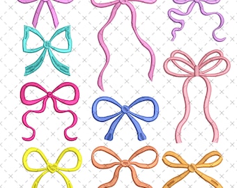 Mini Bow Machine Embroidery Design: Satin Stitch Bows (Digital File)