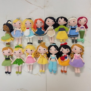 Amigurumi Princess Dolls – Handmade Crochet Mini Princess Toy, Personalized Gift, Fairy Tale Mobile, Christmas Gift, Perfect Gift for Girls
