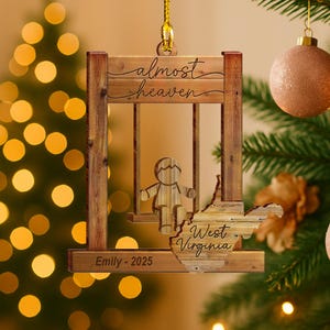 Almost Heaven Wooden 2-Layer Ornament – West Virginia State Ornament, Rustic Home Décor, WV Lover Gift, Mountain State Keepsake