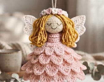 Crochet Angel Ornament, Handmade Christmas Angel, Hanging Tree Decor, Crochet Christmas Decoration, Angel Gift, Holiday Decor