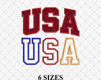 USA Applique Embroidery Design | Satin Stitch America | Instant Download for America | 4th of July