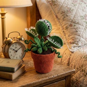Crochet Venus Flytrap, Handmade Carnivorous Plant, Cute Crochet Plant, Gothic Room Decor, Desk Decor, Plant Lover Gift
