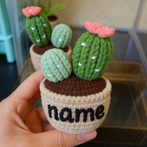 Crochet Cactus in Pot | Handmade Amigurumi Decor Plant | Mini Yarn Cactus for Desk, Kitchen, Living Room | Cute Gift | Zero Maintenance