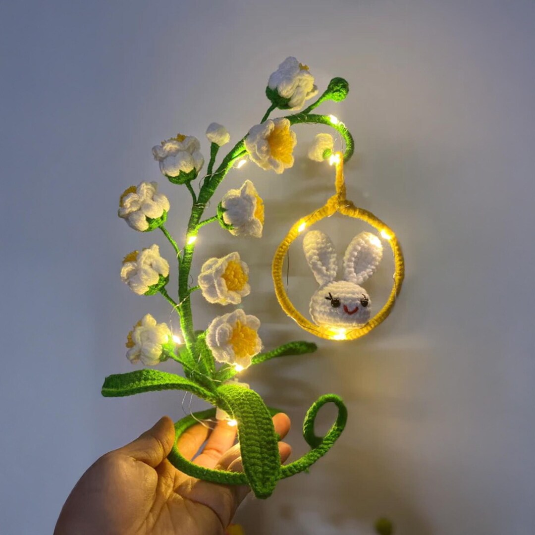 Moon Swing Rabbit Crochet Rabbit on Moon Swing: Handmade Nursery Decor With LED Lights - Etsy