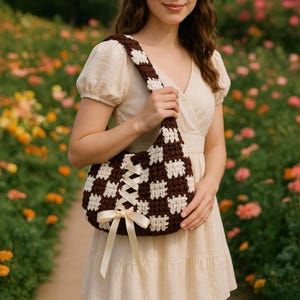 Handmade Crochet Shoulder Gag, Cute Gift for Girl Woman, Crochet Summer Bag, Soft Wavy Bag for Teens & Trendy Outfits