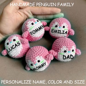 Handmade Penguin Crochet Family Name Keychain, Matching Family Keychain, Gifts for Her, Gift For Kids, Gift For Him