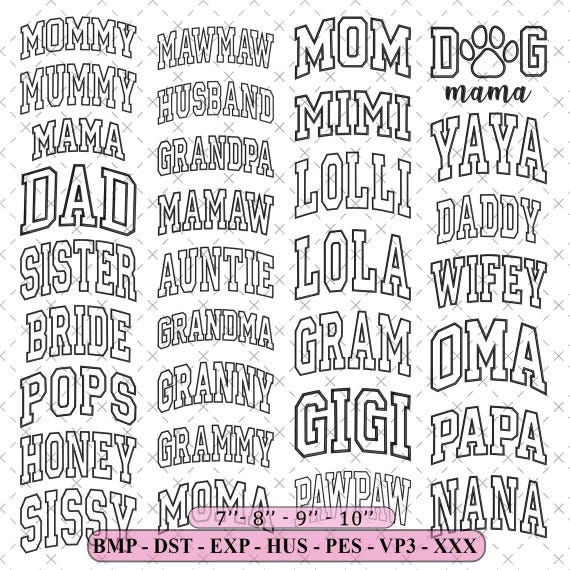 30+ Mama Applique Embroidery Designs | Mother's day Varsity Embroidery Bundle | Family Embroidery Files in 4 Sizes |  Instant Download