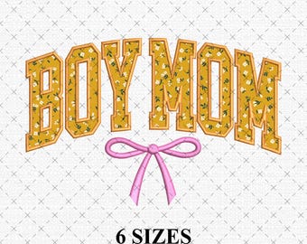 Boy Mom Applique Embroidery Design | Satin Stitch Mother's Day | Machine Sign Design | Digital Download