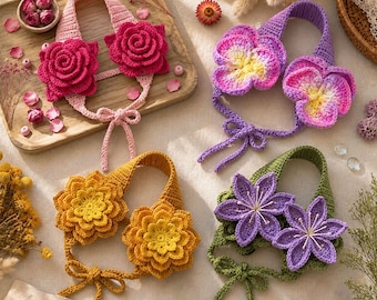 Crochet Flower Headband, Handmade Floral Hair Wrap, Boho Flower Crown, Crochet Hair Accessory, Summer Festival Gift, Cottagecore Headband