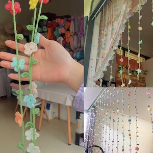 Handmade Crochet Flower Curtain | Boho Yarn Room Divider