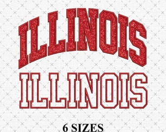 Illinois Applique Embroidery Design Sports Fan Gift, Illinois State, University Student Gift, Instant Download