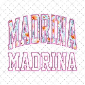 Motif de broderie appliqué Madrina | Applique arquée marraine | Fichiers de broderie cadeau Madrina | Modèle de téléchargement immédiat